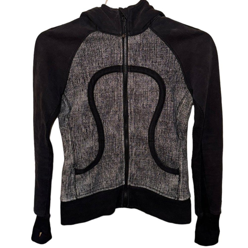 Women's Lululemon Black and Grey Scuba Hoodie Size 6